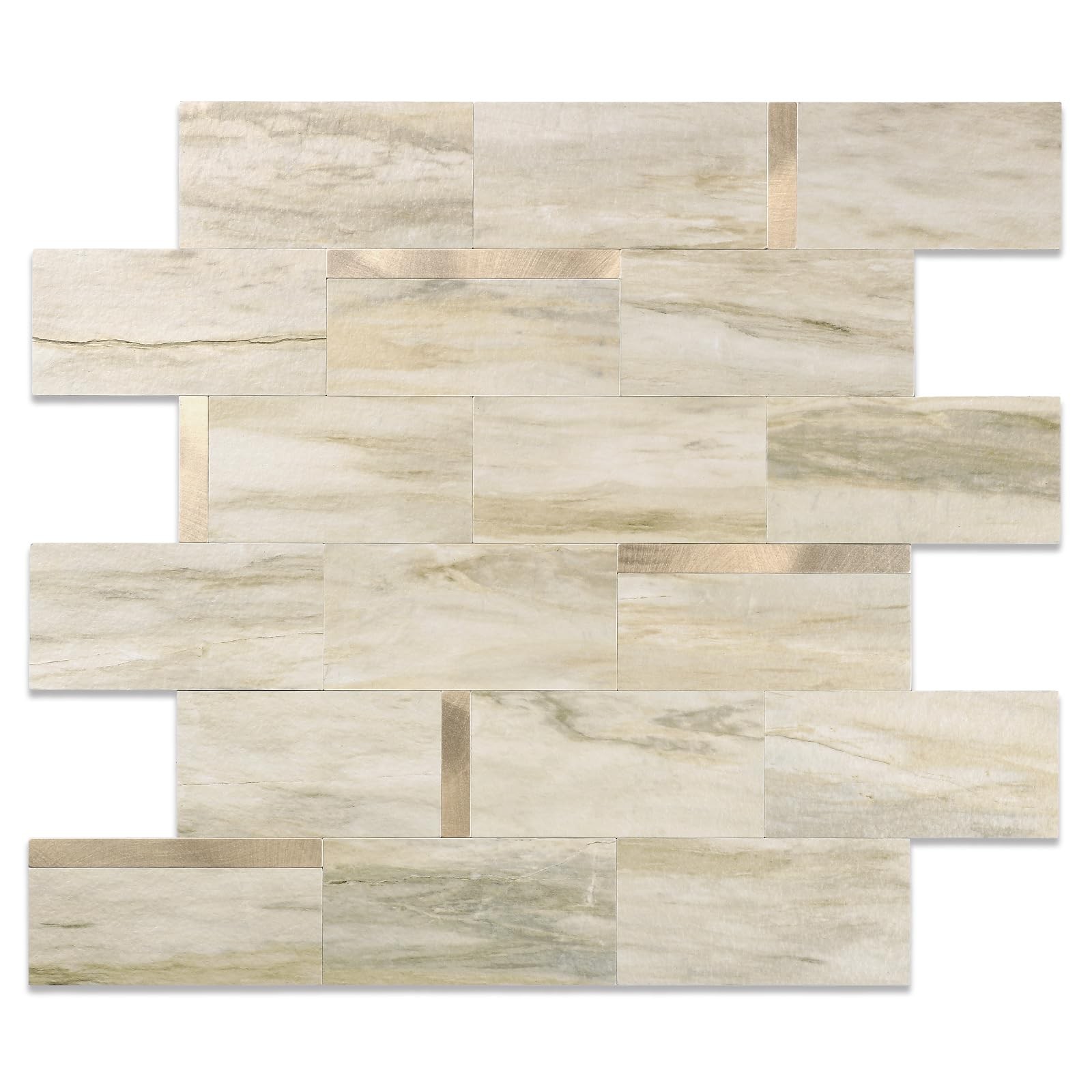 10 Sheets Luxury Peel and Stick Backsplash for Kitchen Tiles, Beige Slate Mix…