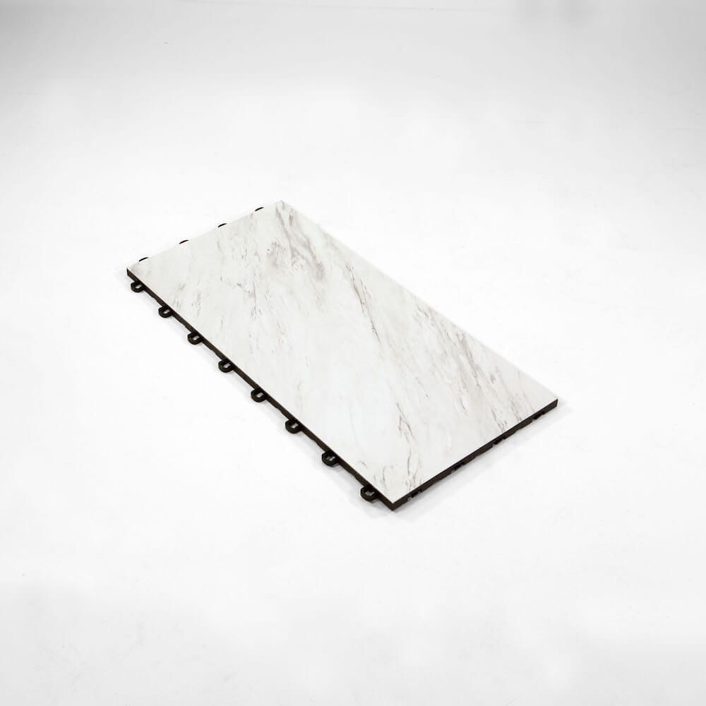 D.I.Y EASY BASEMENT FLOOR| BASEMENT TILES White Marble – 2 SQ FT per Tile