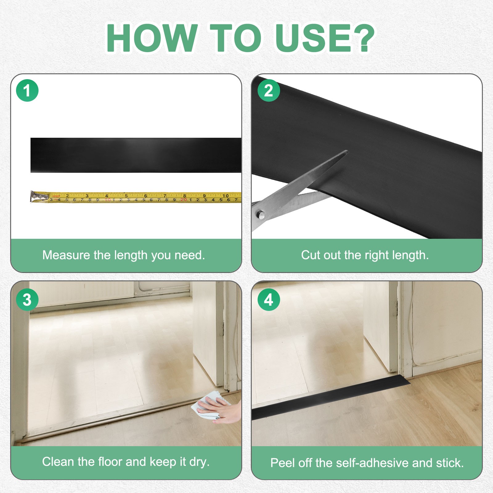 Transition Strip, 3.28FTx2.99Inch(1mx7.6cm) Floor Strip [Black]