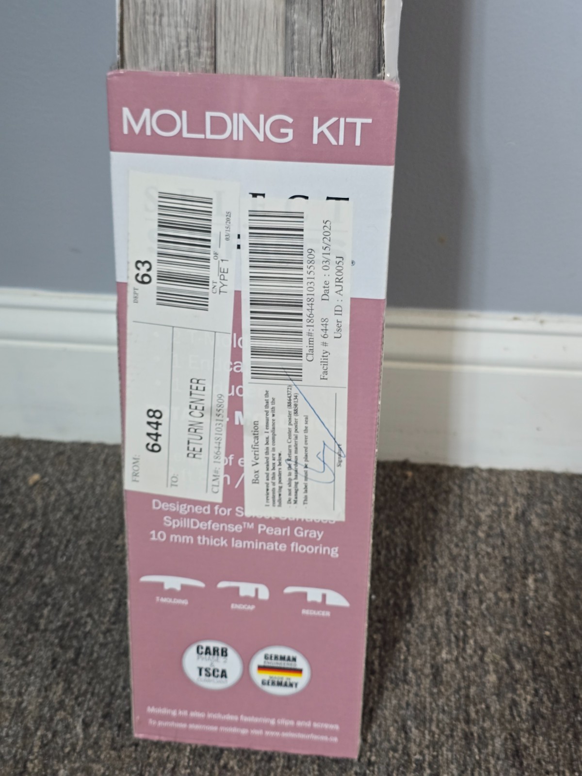 Select Surfaces Pearl Gray Molding Kit 3FT 8IN 10MM Thick Laminated Flooring