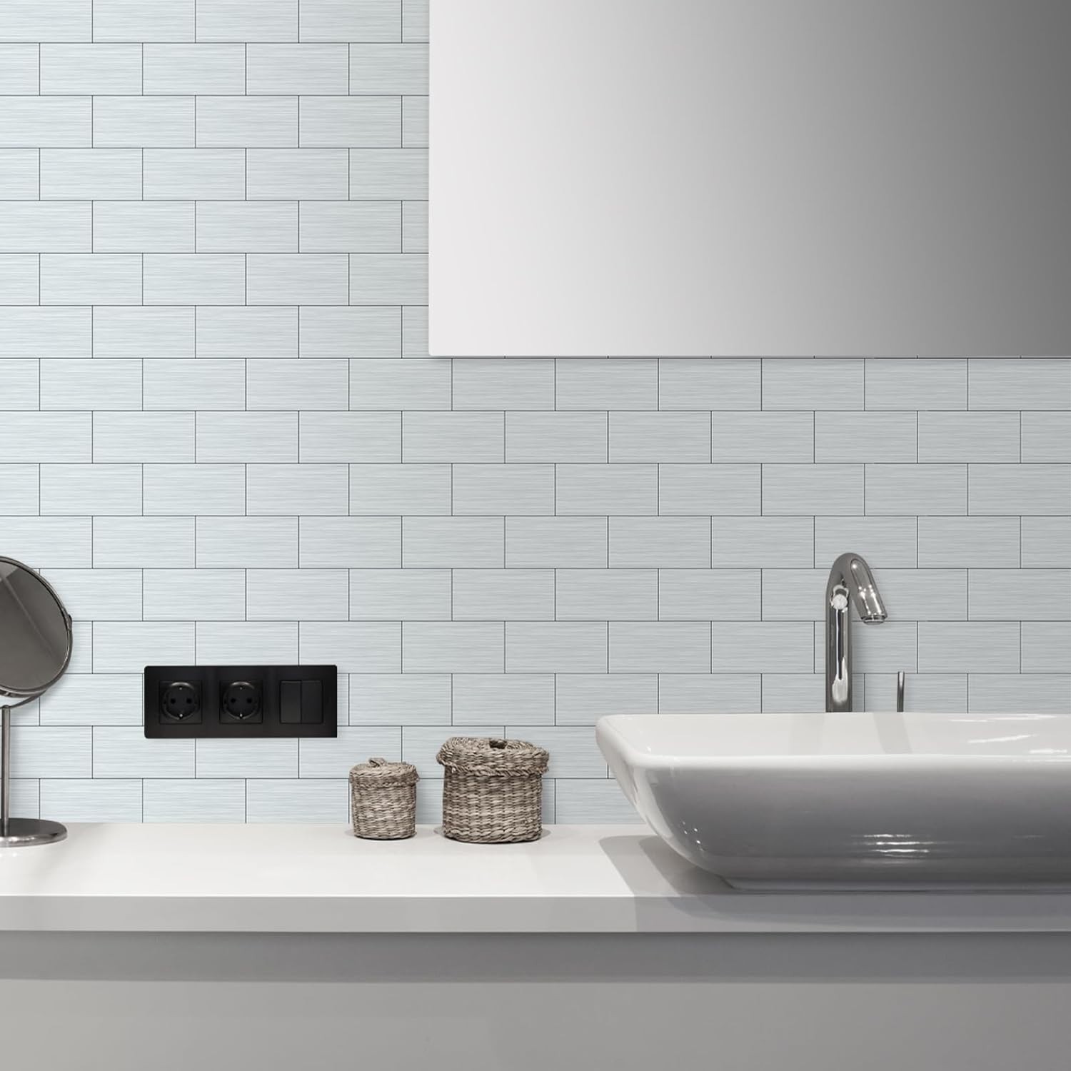 Waterproof 3″ x 6″ Stainless Steel Peel and Stick Subway Tiles for Modern Homes