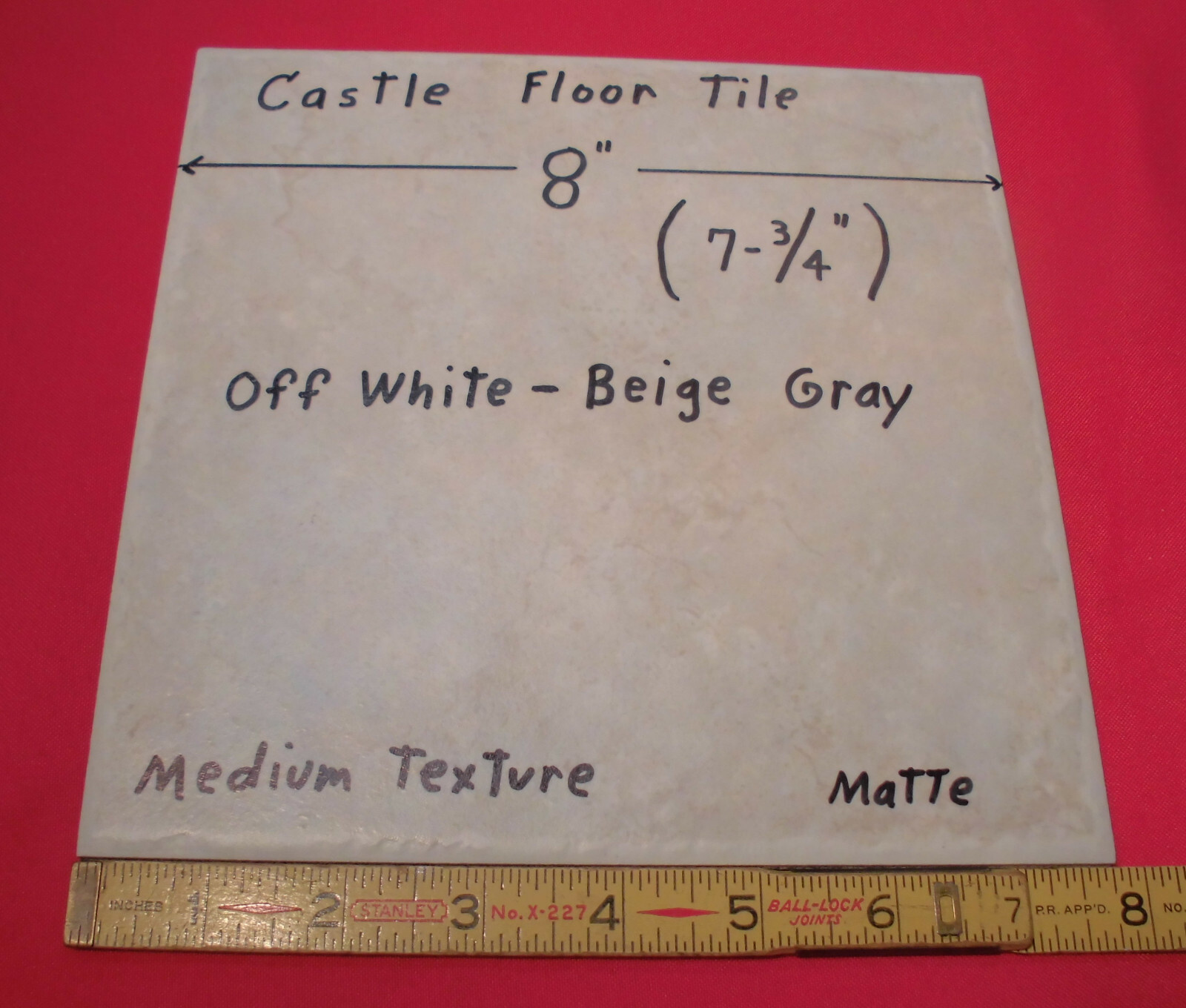 1 pc. Textured Off-White + Gray-Beige Ceramic Floor Tile 8″ X 8″ size 7-3/4″