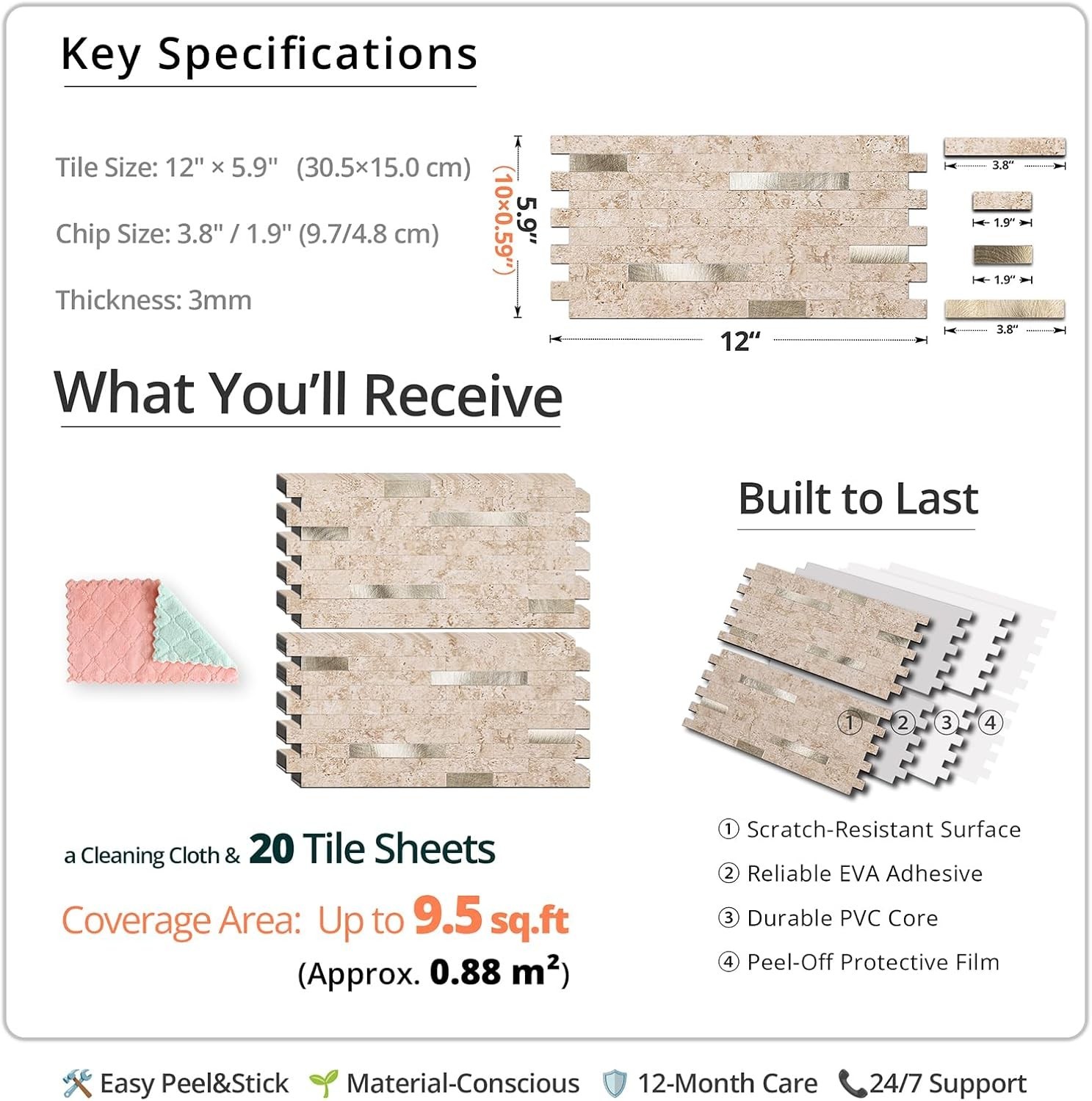 20 Sheets Peel and Stick Backsplash for Kitchen, 2026 Upgraded Classic Traver…