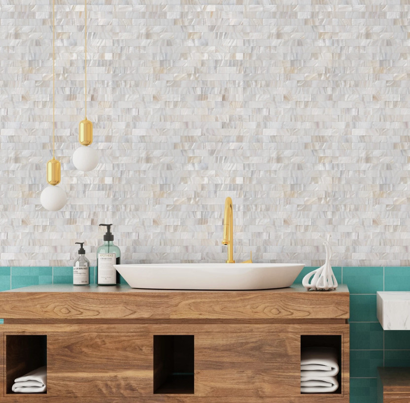 Art3d 12″x12″ Mother of Pearl Shell Mosaic Tile Backsplash Kitchen Bathroom