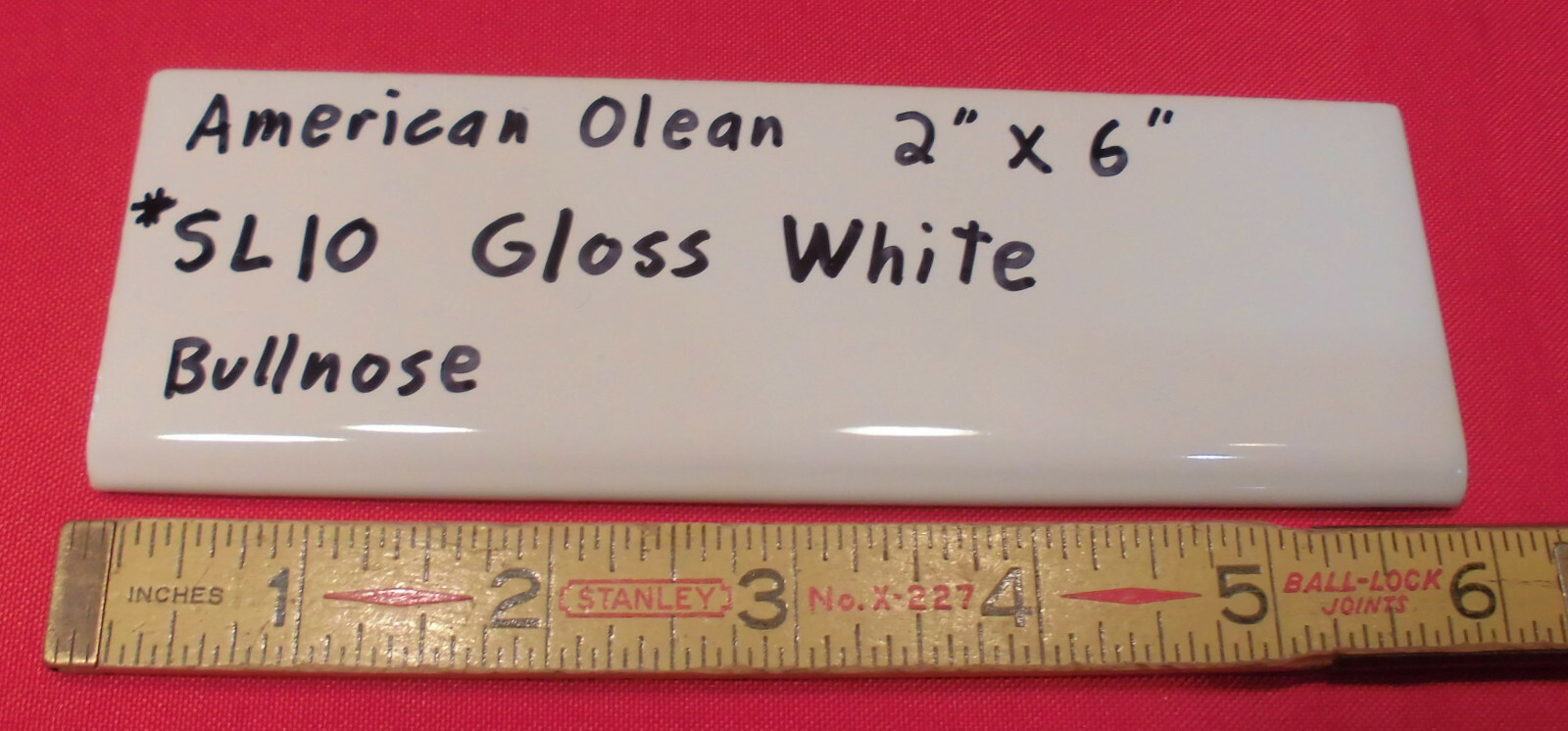 1 pc. Starting Line by American Olean: #SL10 Gloss White Bullnose Ceramic Tile