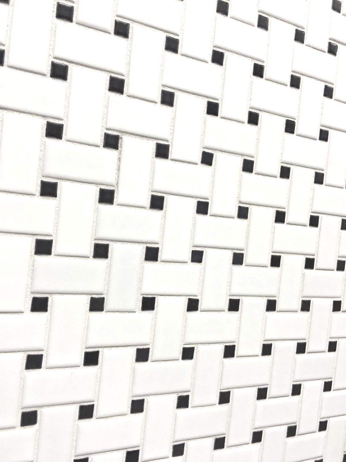 White and Black Basket Weave Porcelain Mosaic, Floor Wall ONE BOX (10 PCS) Bath