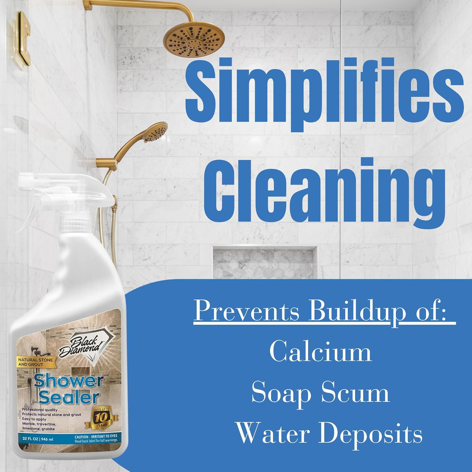 Natural Stone and Grout Penetrating Shower Sealer. Marble, Granite Travertine, L