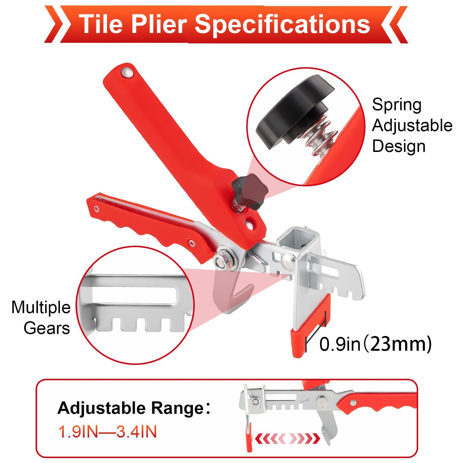 Tile Leveling System with Tile Plier, 300PCS 1/8 Inch Spacers Clips and 100PC…