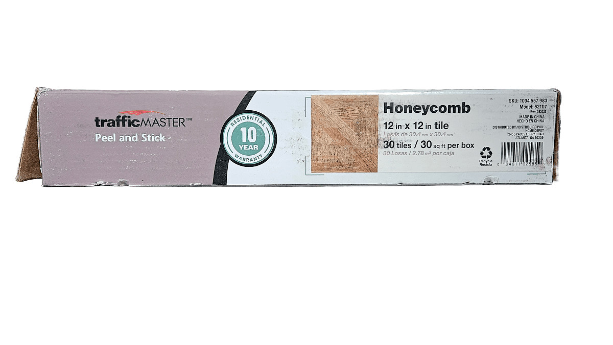 TrafficMaster Peel and Stick Honeycomb 12″x12″ 30sqft Box 1004557983 52107