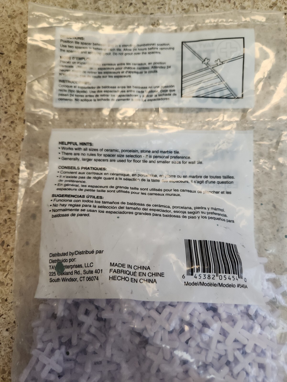 New Bag Tavy Basix Tile Spacers Cross Spacers, 1/8 In, 3 Mm, 500