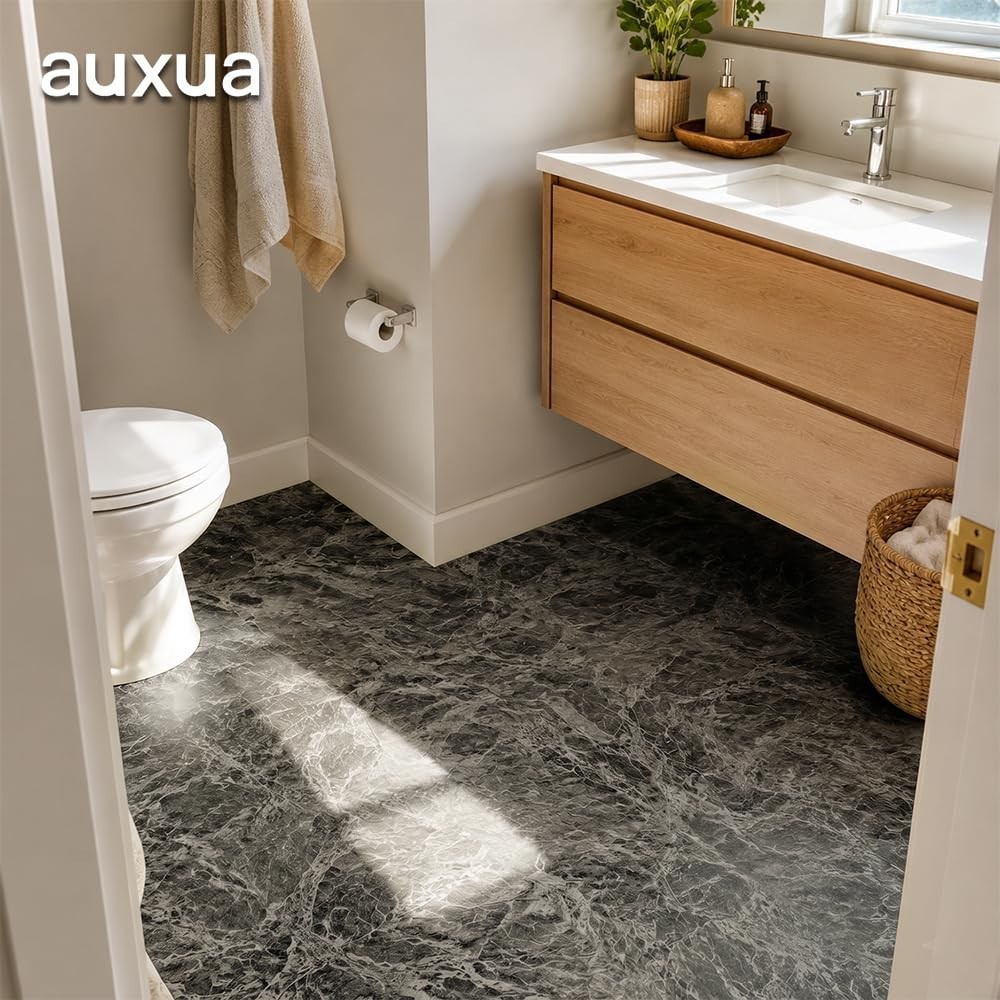 12×12 Peel and Stick Marble Grain Floor Tile – 20 PCS, Non-Slip, No Grout, Easy