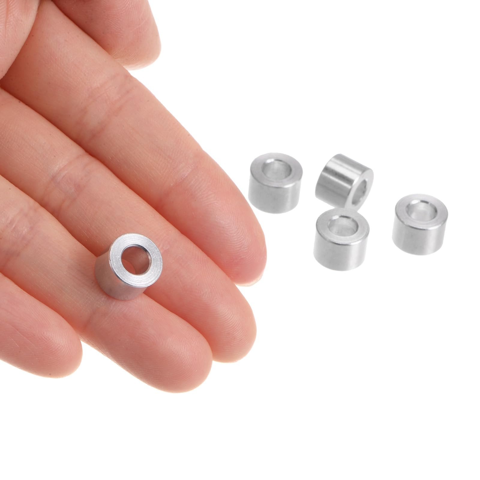 uxcell 20pcs Aluminum Spacer 5mm Bore 10mm OD, 8mm Length Screw Silver tone