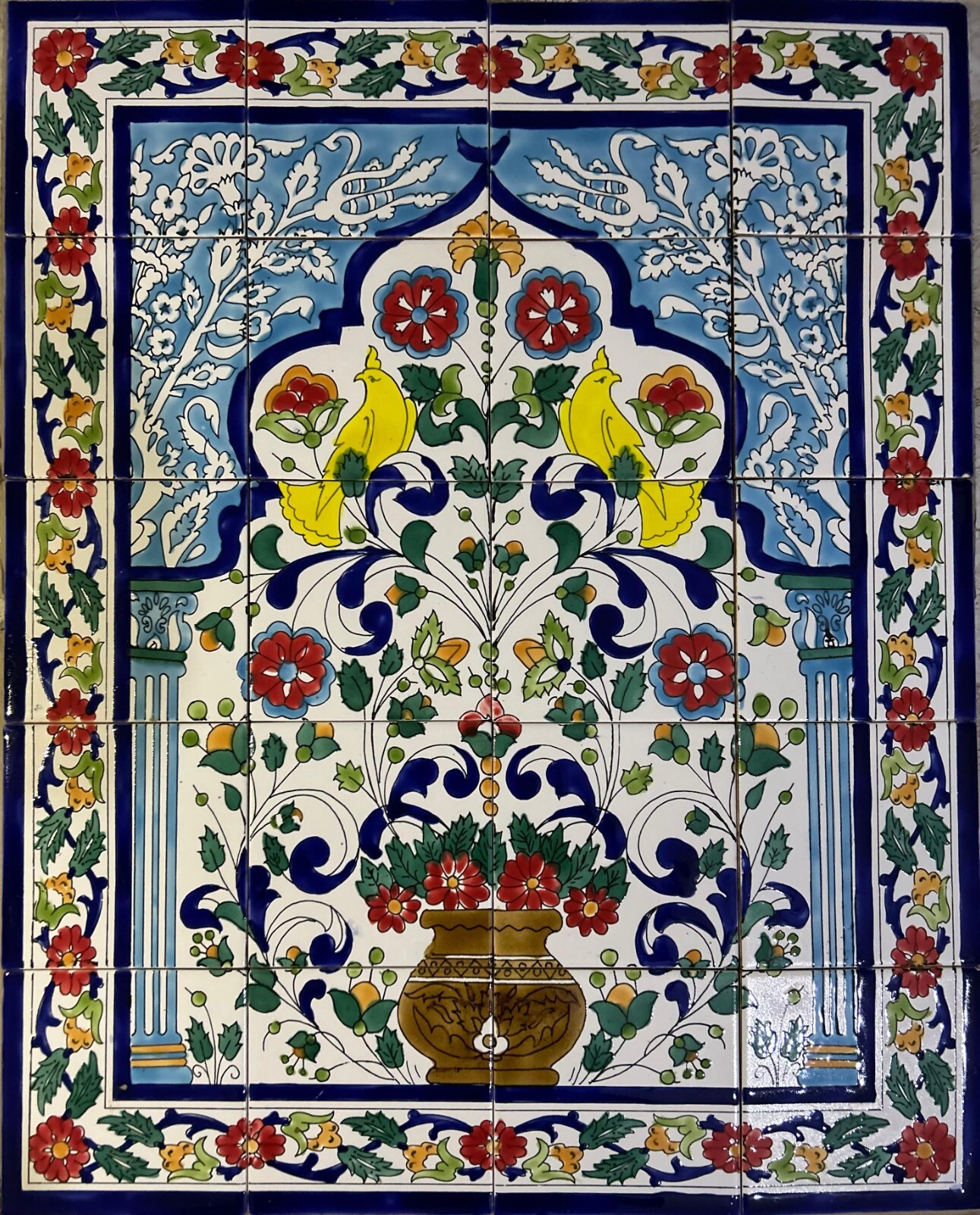 24″ x 30″ Ceramic Tile Mural Backsplash Art Wall Panel Hand Painted Flowers Tile