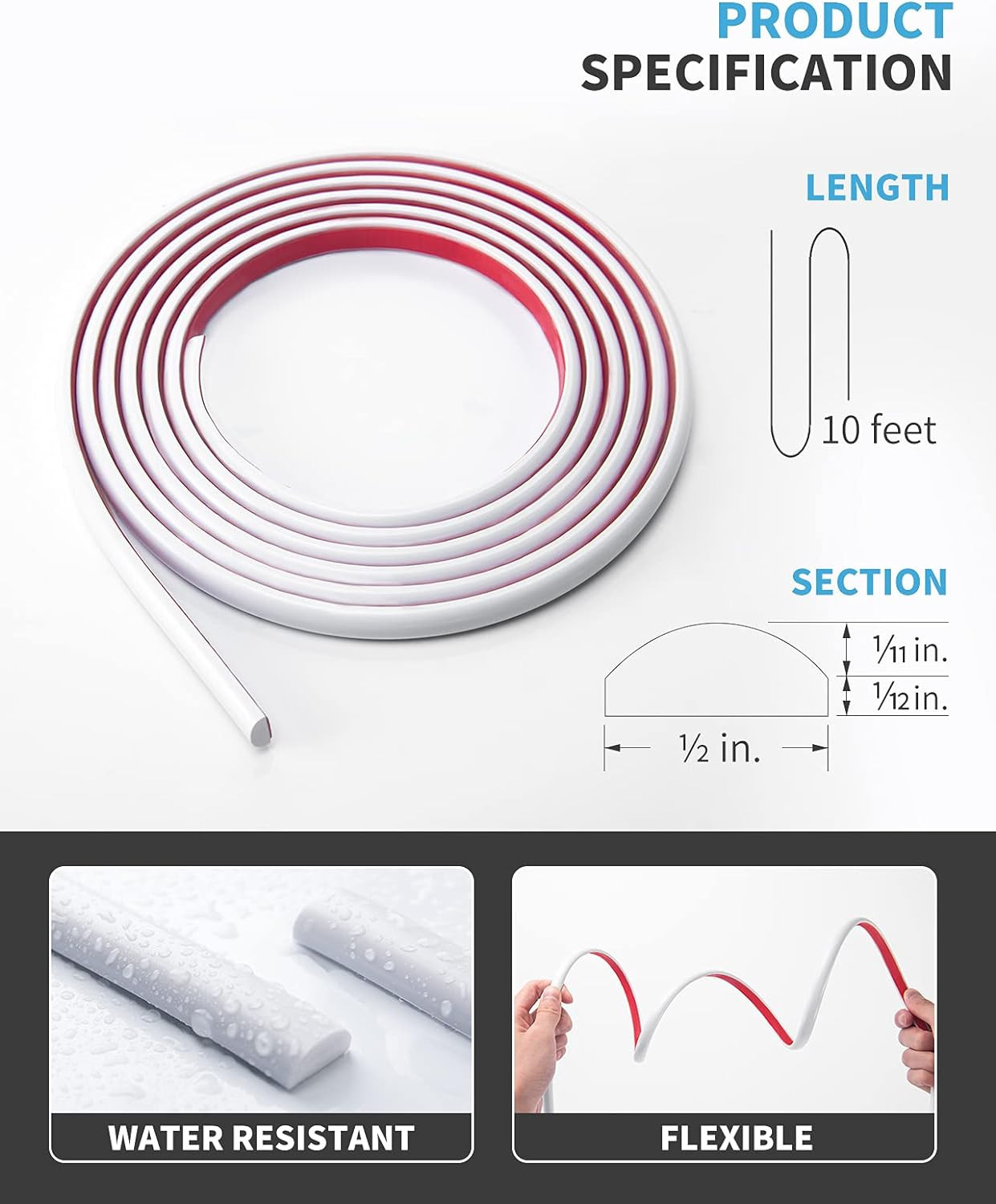 10 Ft Peel and Stick Trim for Backsplash Tile Edge, Self-Adhesive Liner for C…