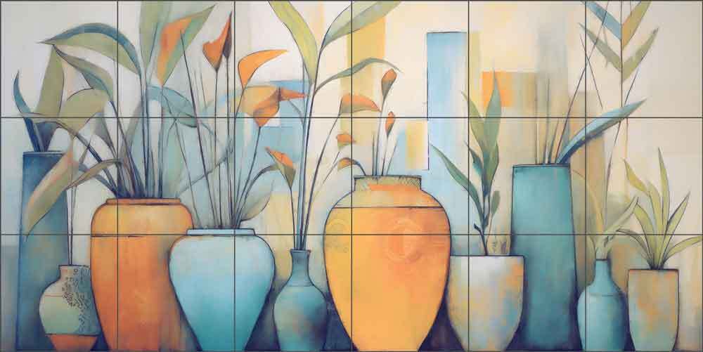 Tropical Pottery Tile Backsplash Steve Hunziker Art Ceramic Mural OB-SH1332