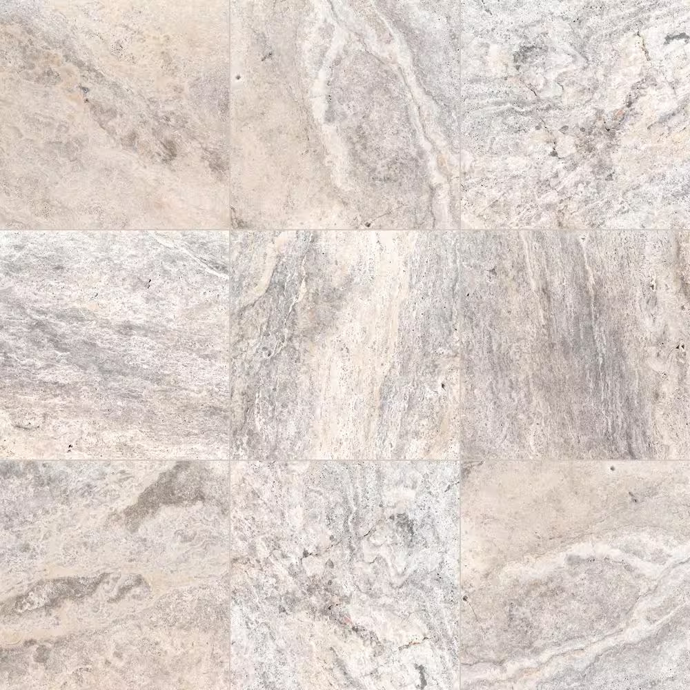 Silver 3 Cm. X 16 In. X 16 In. Tumbled Travertine Paver Tile (11.78 Sq. Ft.)
