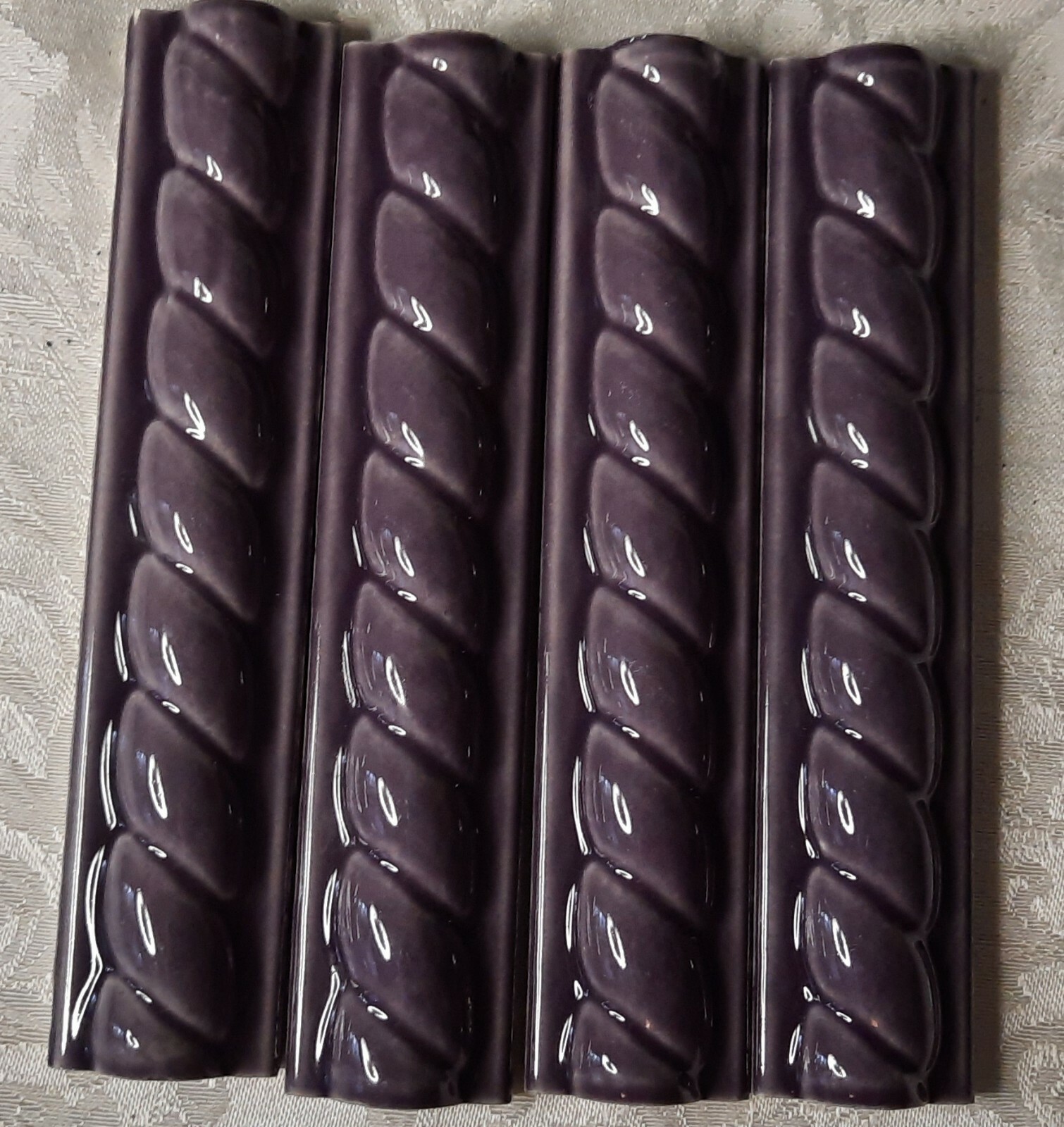 Pratt & Larson Tiles 4 Tiles Arts & Crafts Purple Border NOS