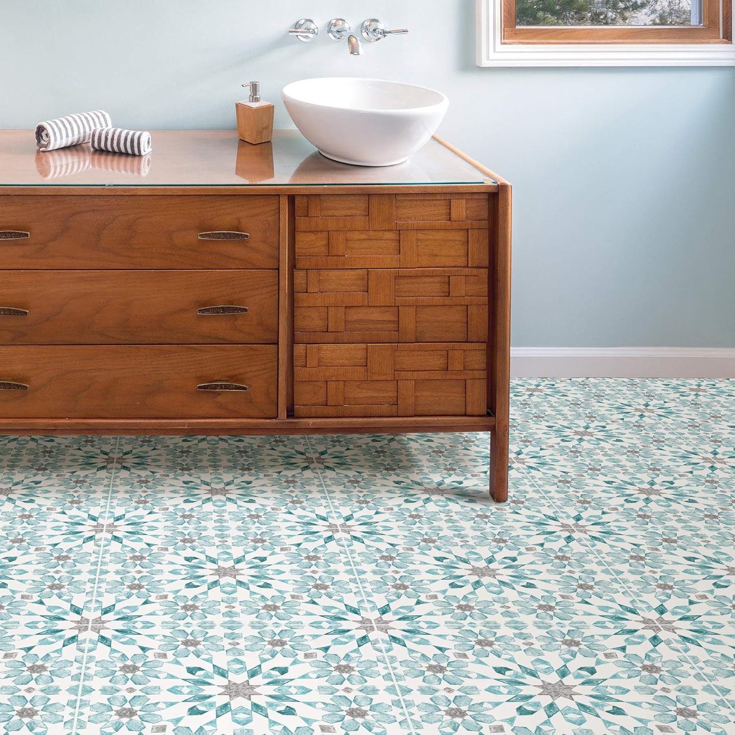 FP2949 Radiance Peel & Stick Floor Tiles, Blue