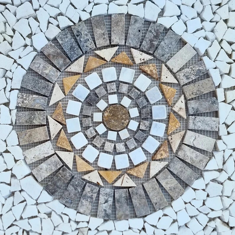 NATURAL STONE MOSAIC | Square Shape Handmade Mosaic | Medallion Mosaic