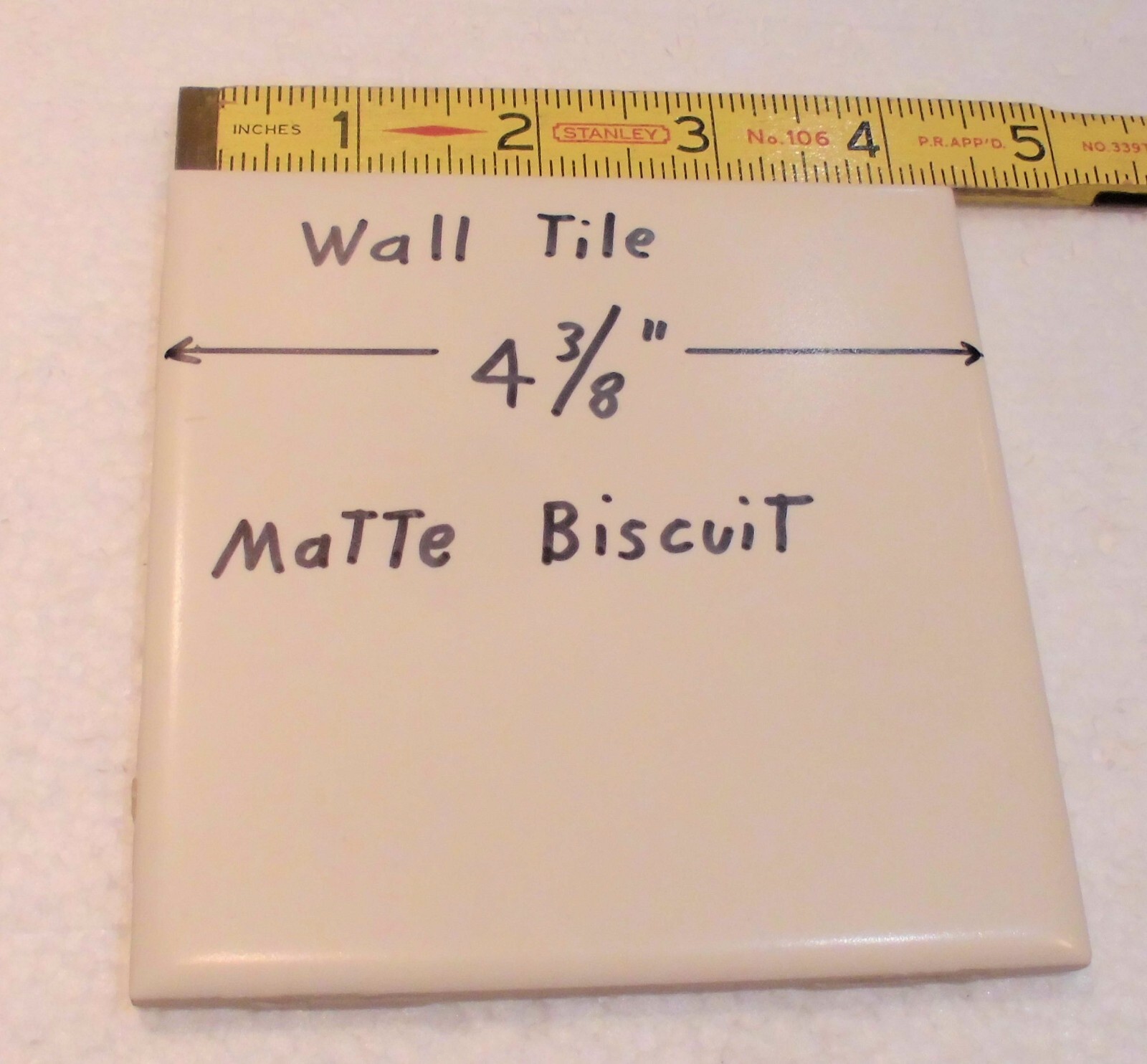 1 pc. Matte Ceramic Wall Tile *Biscuit Color* 4-3/8″ X 1/4″ thick, off-white,