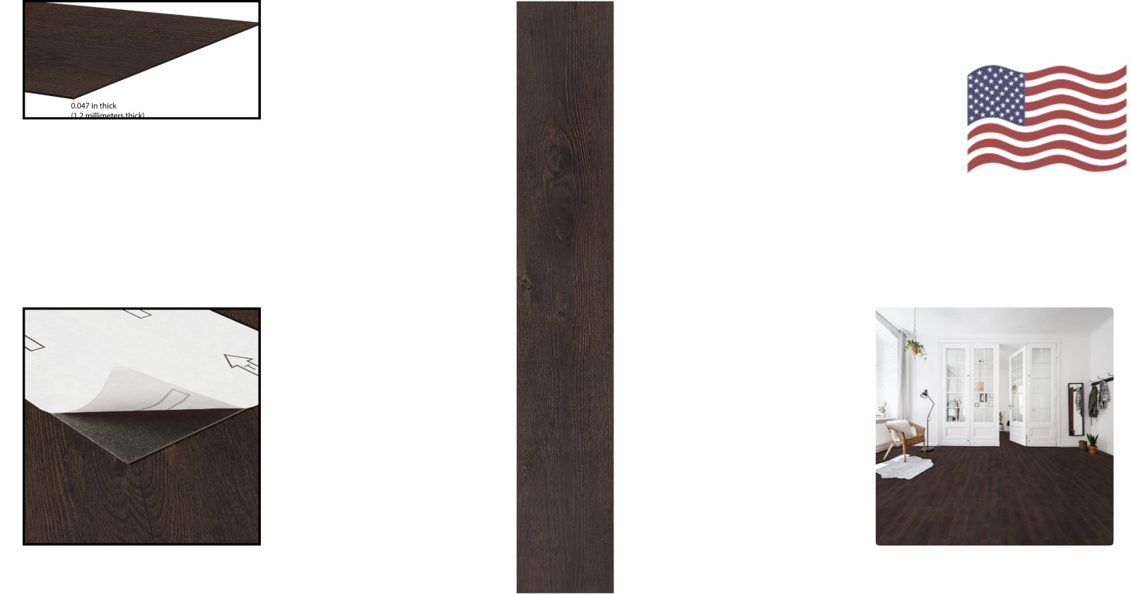 Espresso Peel and Stick Vinyl Planks – 10-Pack 15 Sq Ft Easy DIY Flooring
