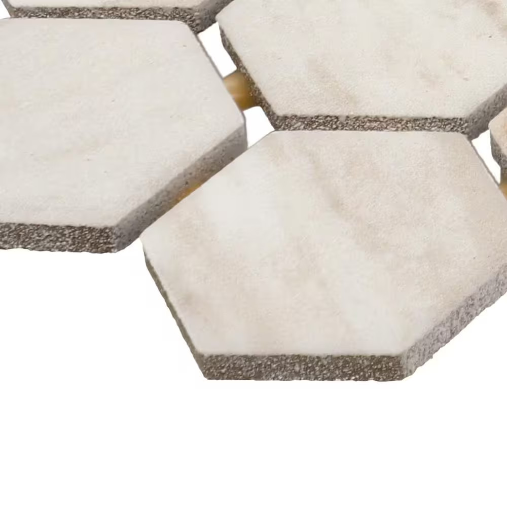 Stone Decor Accents Brisk Beige 10 In. X 12 In. Matte Ceramic Hexagon Mosaic Til