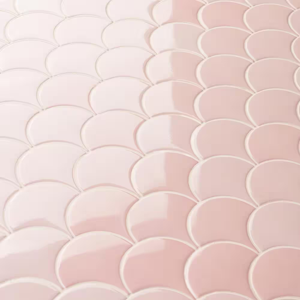 Beta Rose 2.44 In. X 5 In. Scallop Polished Ceramic Wall Tile (4.06 Sq. Ft./Case