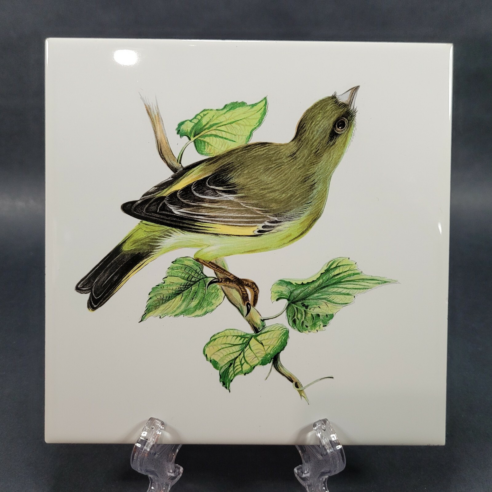 Mettlach Bird Ceramic Tile Made in Germany Saar Green 6×6