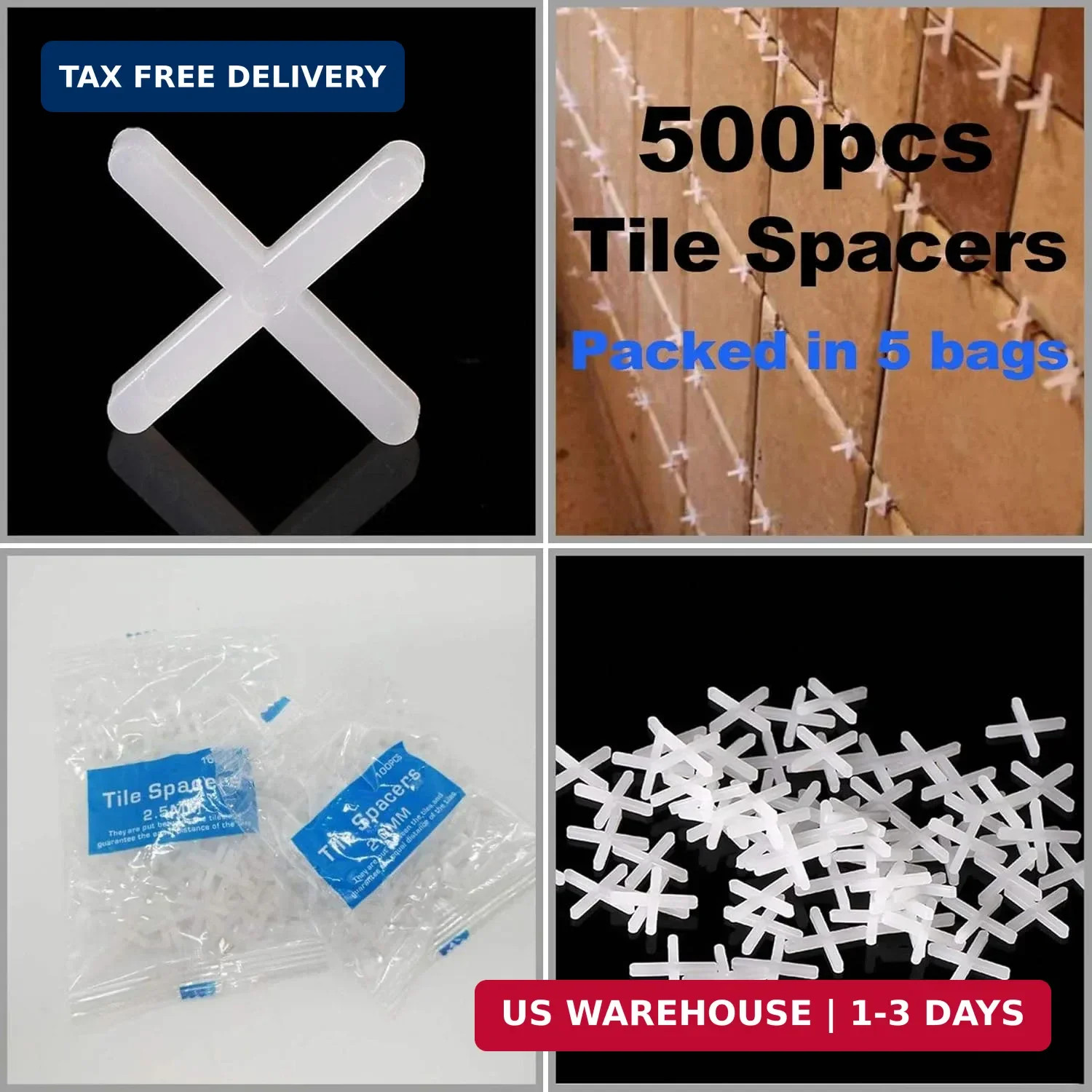 Tile Leveling System Kit 100pcs Reusable Leveler + 500pcs 2mm Spacers 2 Wrenches