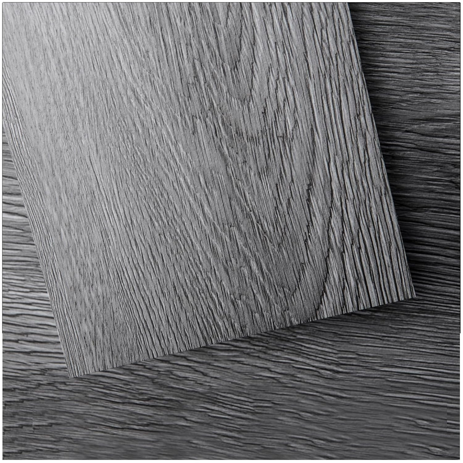 Peel and Stick Floor Tile Vinyl Wood Plank 36-Pack 54 Sq.Ft, Deep Gray, Rigid Su