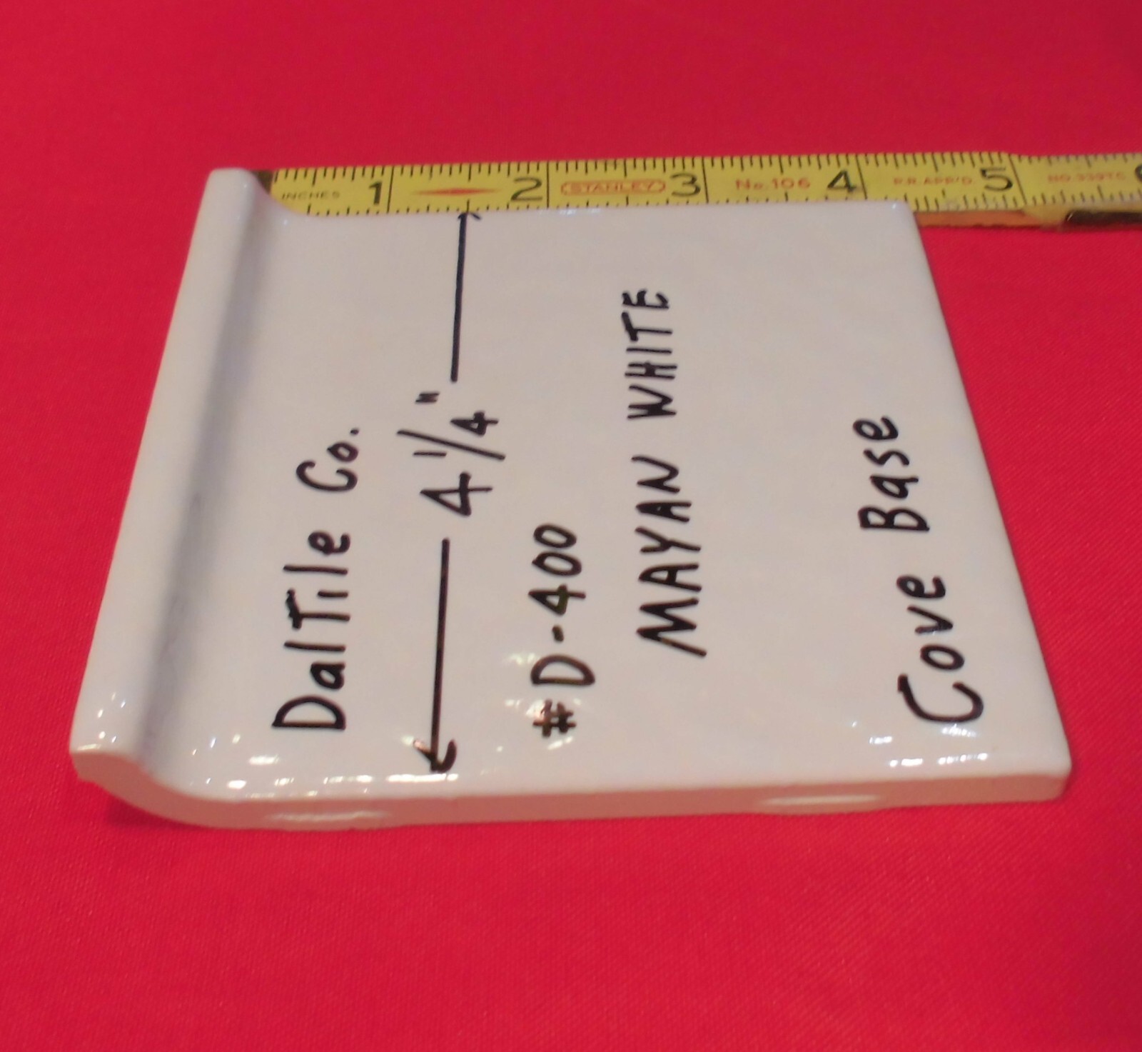 1 pc. Mayan White: Cove Base Ceramic Tile: Daltile 4-1/4″ Big Bumps, Dimple NEW