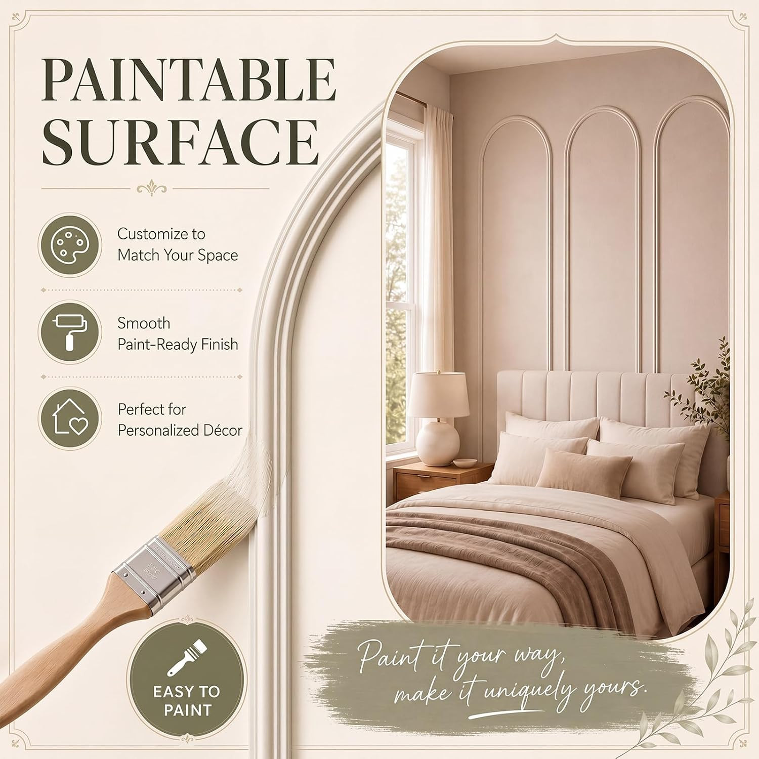 3 Set 32 X 78 Inch Arch Wall Molding Kit Peel Stick Arch Premade Accent Wainscot