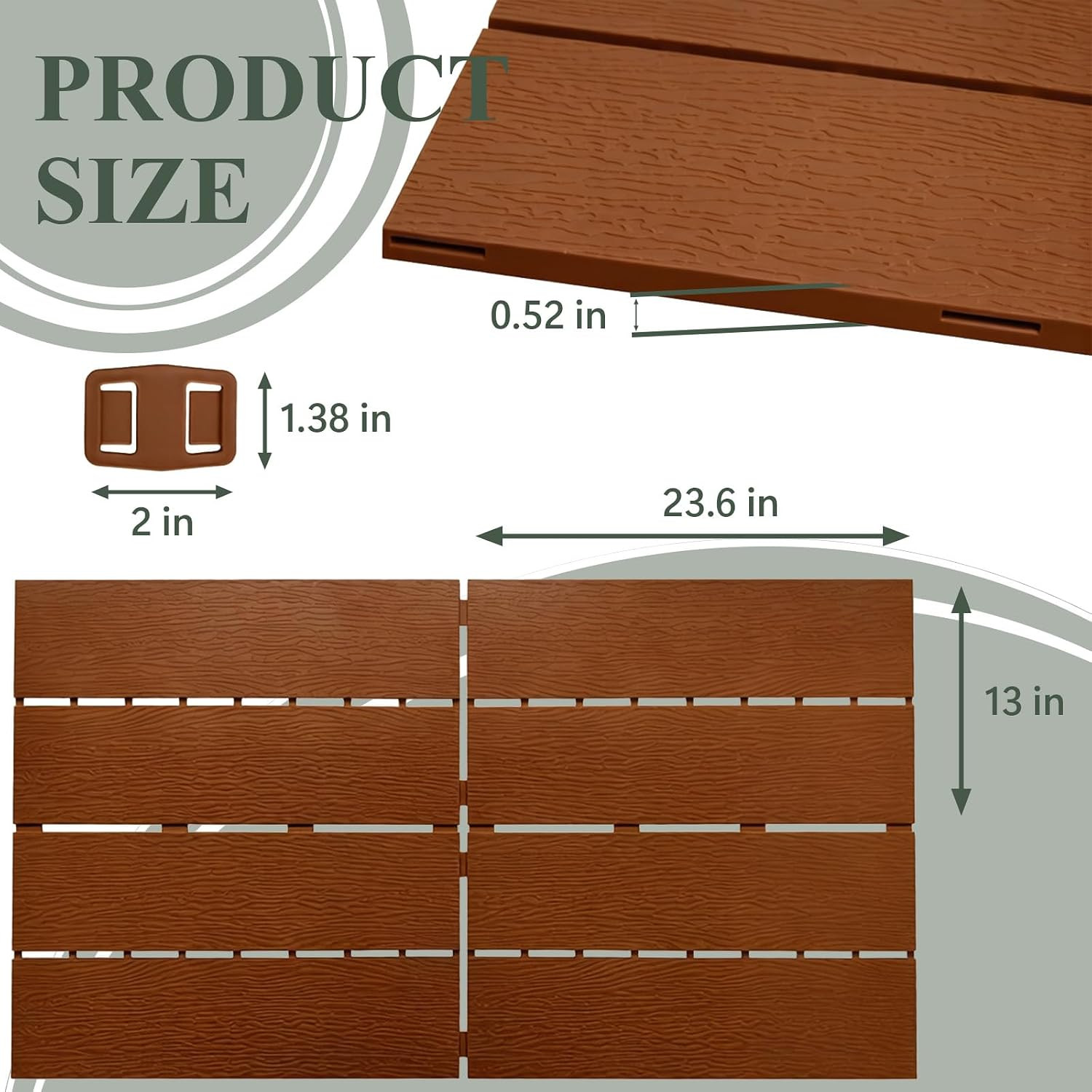 Plastic Interlocking Deck Tiles, Outdoor Patio Flooring 22 Sq Ft | Wood-Look Tex