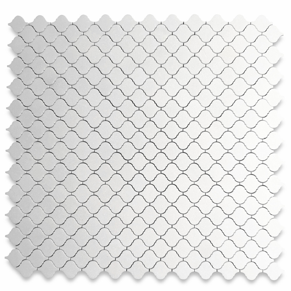T892H Thassos White Marble Honed Arabesque Baroque Lantern Mosaic Tile