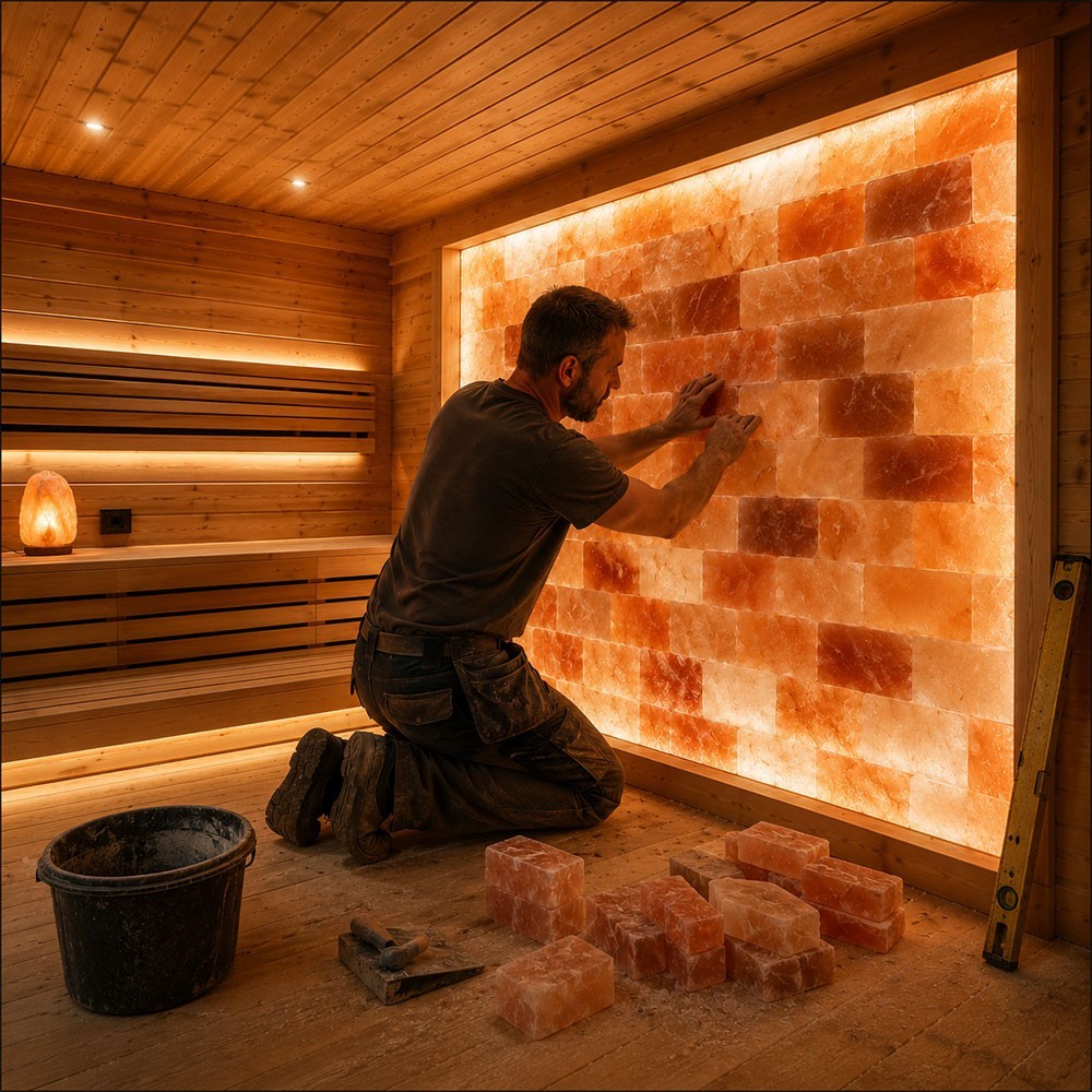 Himalayan Salt Tiles 8x4x1 Pack of 20 for Home Decor Spa Sauna Salt therapy Room