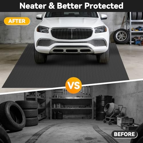 8×20 FT Garage Floor Mat, 2.8mm Thickened Flooring Roll for Under 8×20FT Black