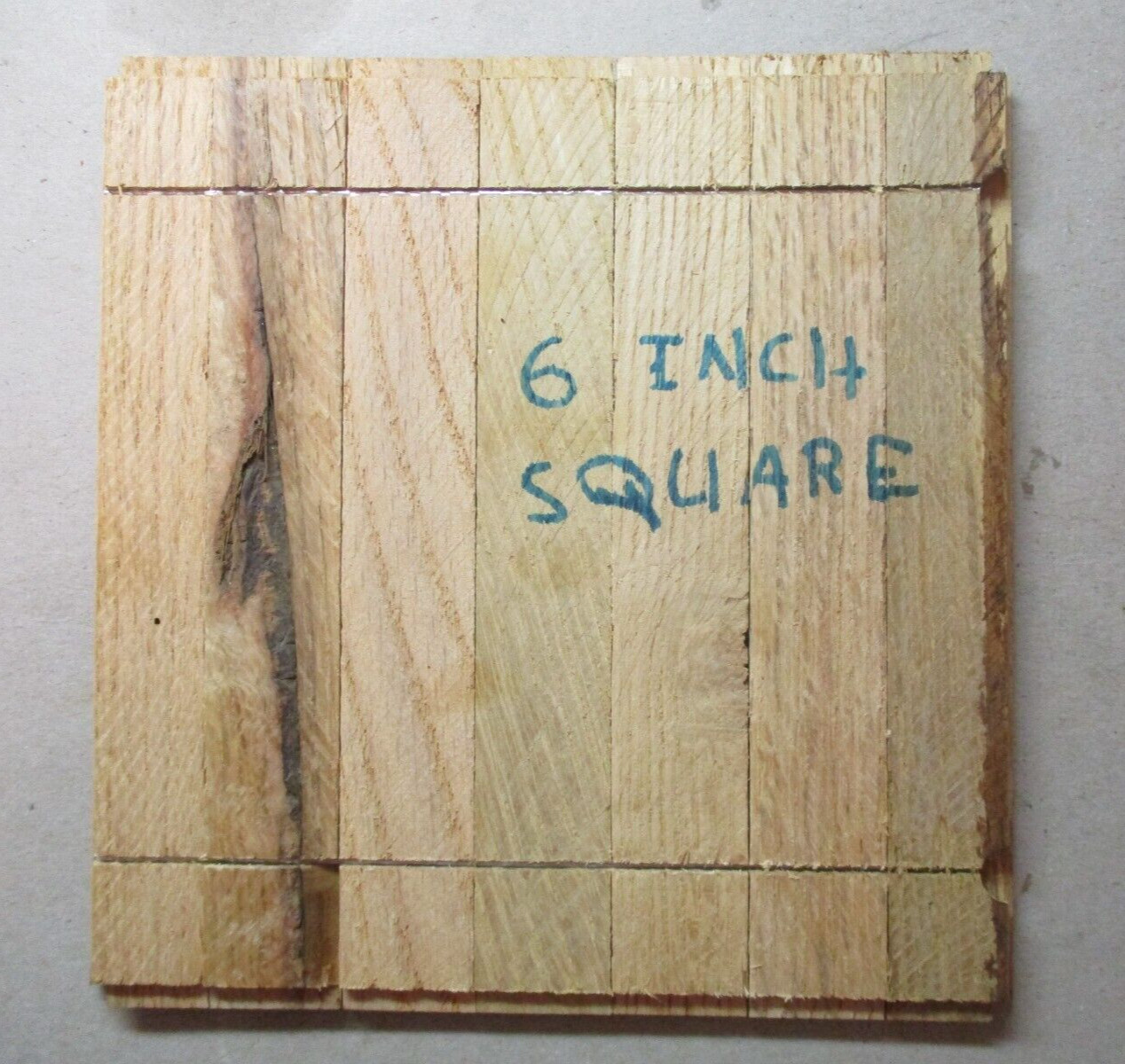 (1) 6″x6″ Color Tile USA 1970 Honey Rustic Waxed Oak Wood Parquet 7 Finger Strip