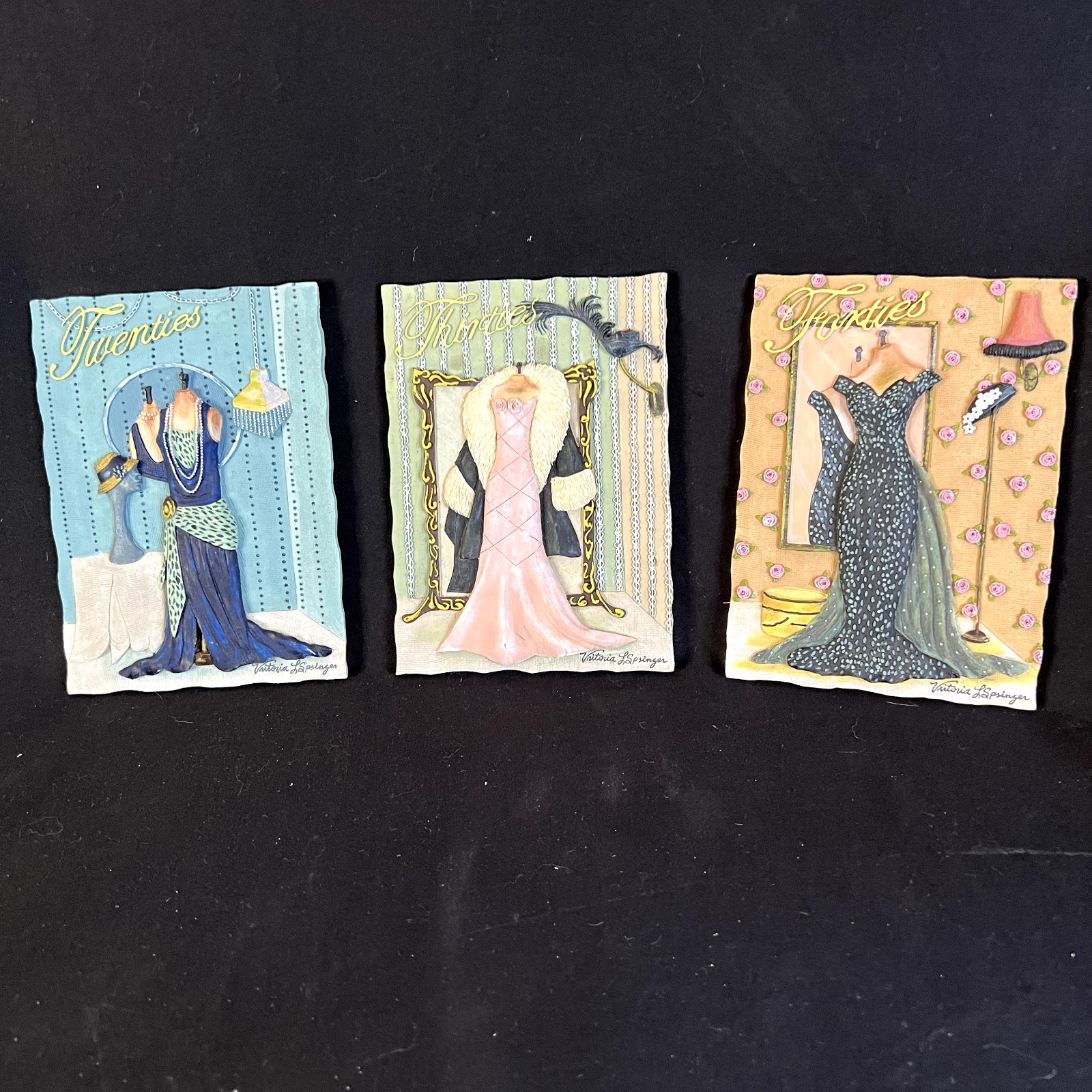 Lot of 3 Resin Wall Tiles 4.5″ x 6″ Twenties, Thirties, Forties