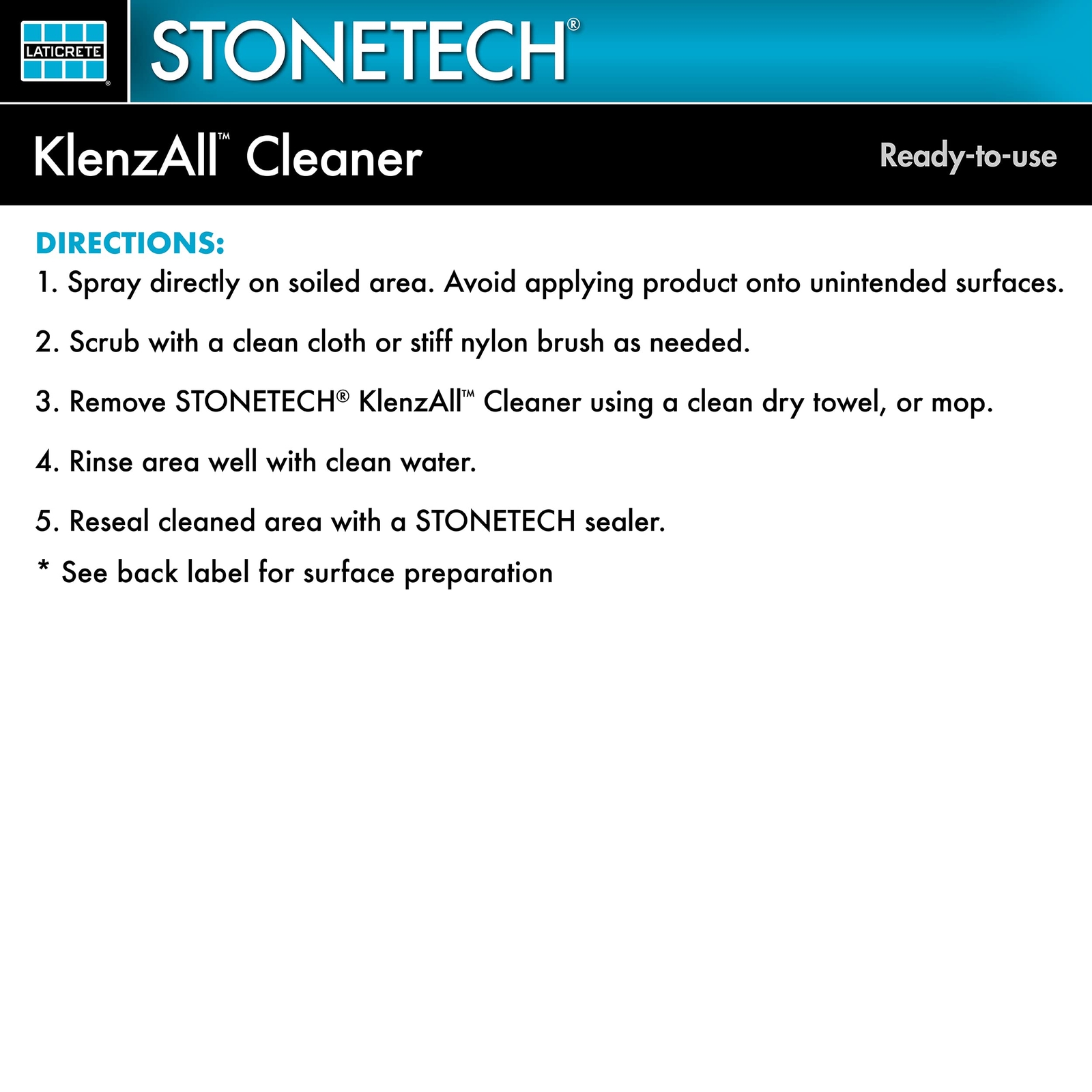 StoneTech KlenzAll Cleaner 24 Ounce Heavy Duty for Natural Stone Tile Grout