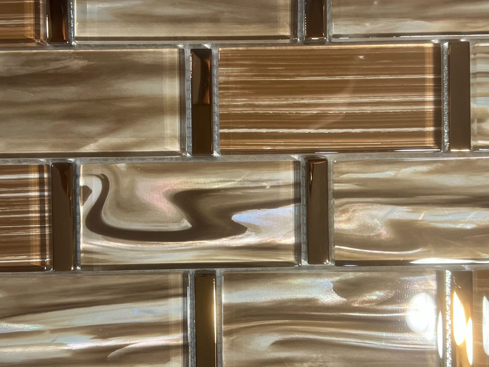 NY92 Brown Glass Rectangle Mosaic Tile Kitchen Bathroom Backsplash