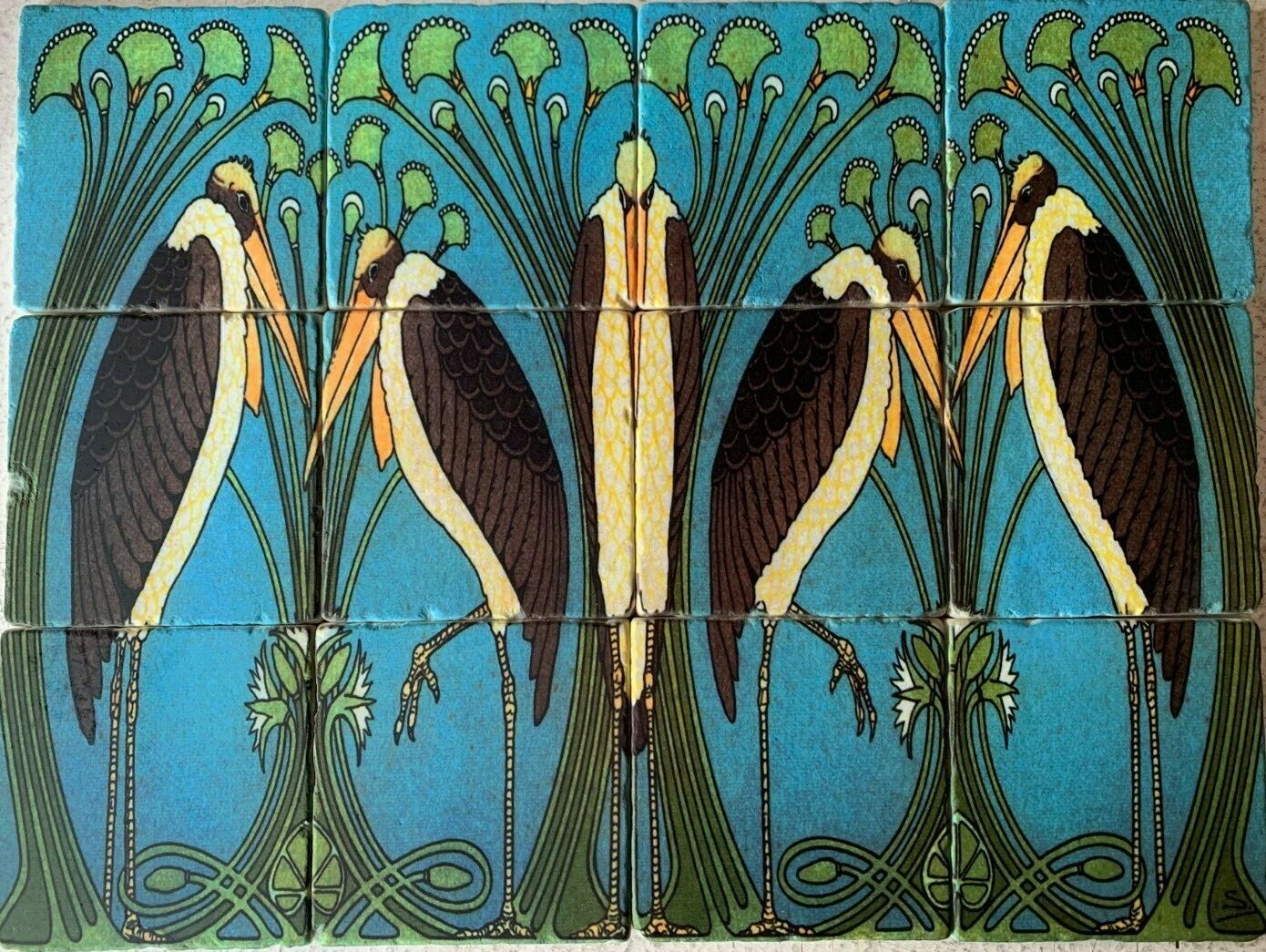Art Nouveau Marabou Stone Marble Tile Mural Backsplash 12×16 William Morris