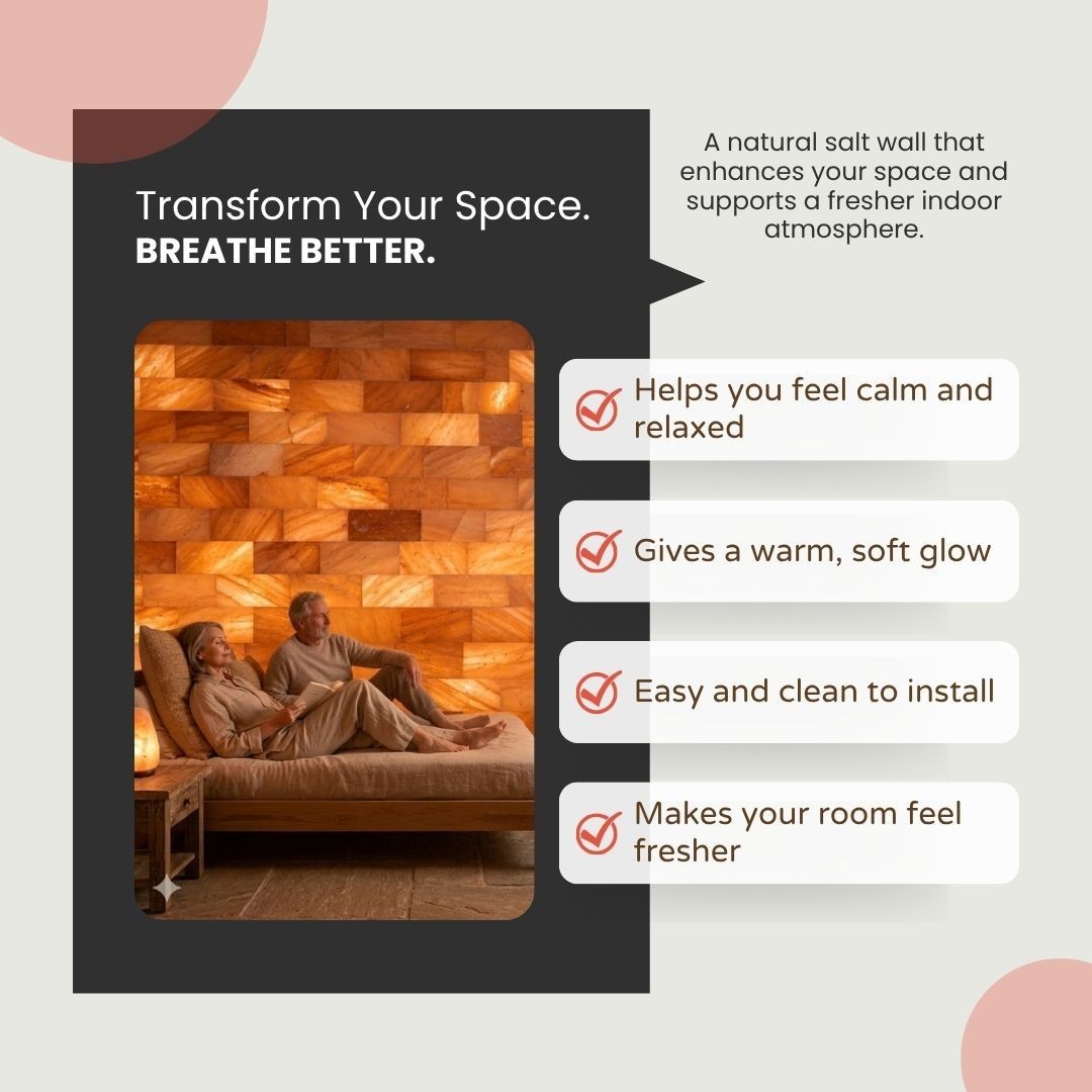 Himalayan Pink Salt Wall Panel Kit 10x4ft Salt Bricks Tiles Spa Sauna LED DIY