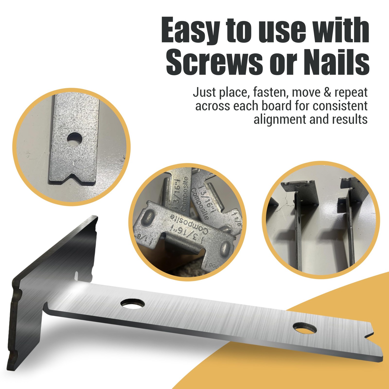 Steel Deck Spacing and Fastening Tool 3 Pack for Use with 5-1/2 Inch Boards |
