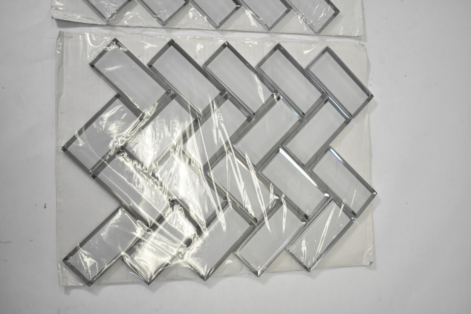 Lot of 3 Premium Mosaics Ice Bevel Herringbone 2mm x 4mm x 8mm Tiles Glass