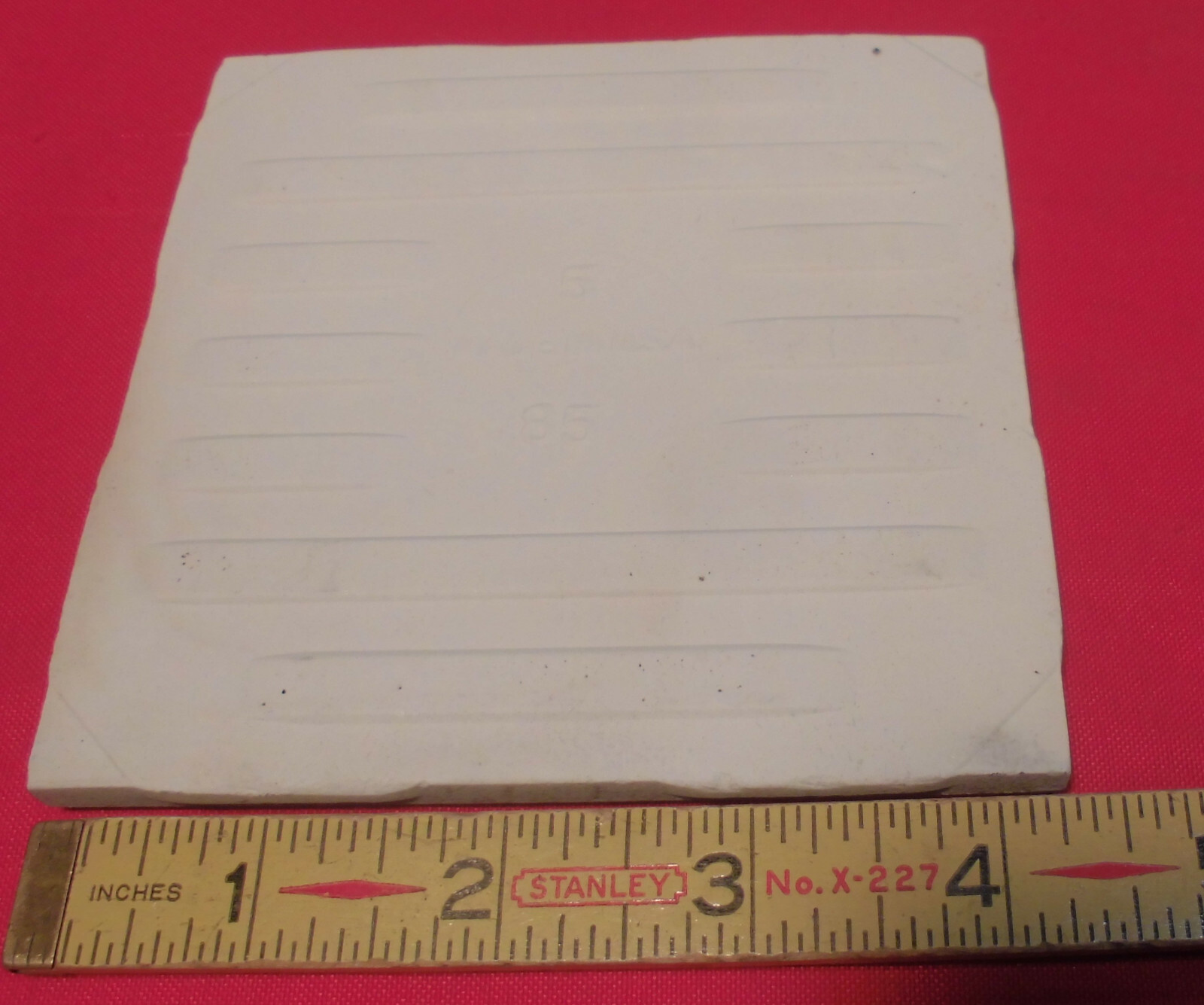 1 pc. Vintage Ceramic Tile *Bayberry Green* 4-5/16″- 4-3/8″ Robertson Co. NOS