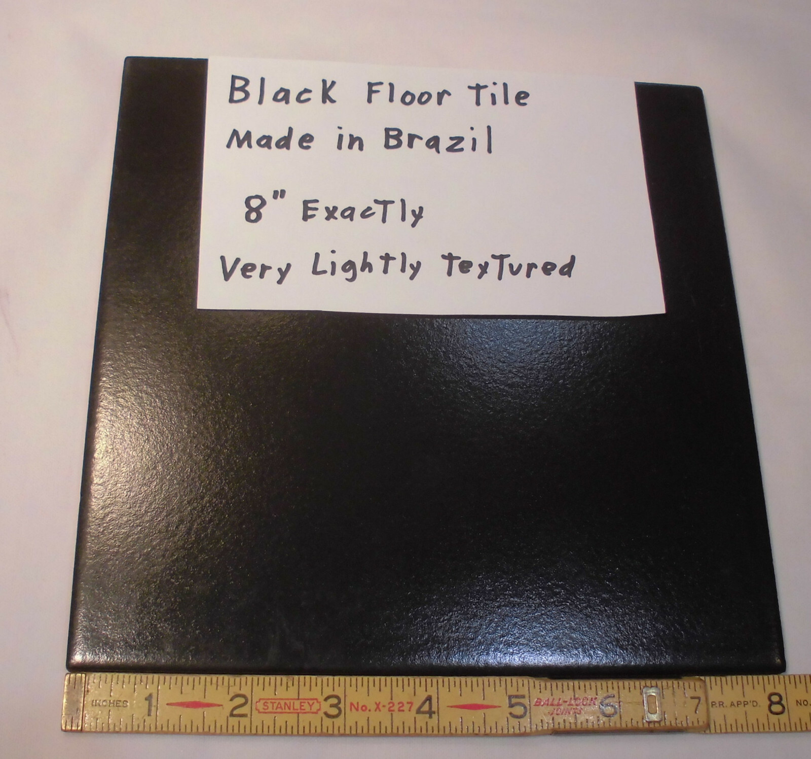1 pc. *Rich Black* Ceramic / Porcelain Floor Tile 8″ X 8″ Lightly-Textured NEW