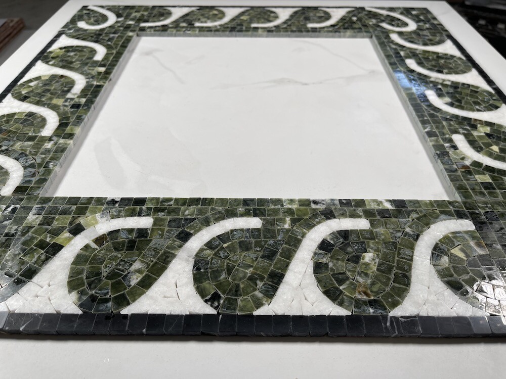 B0015P Marble Mosaic Border Accent Listello Tile Surf Green 4×12 Polished