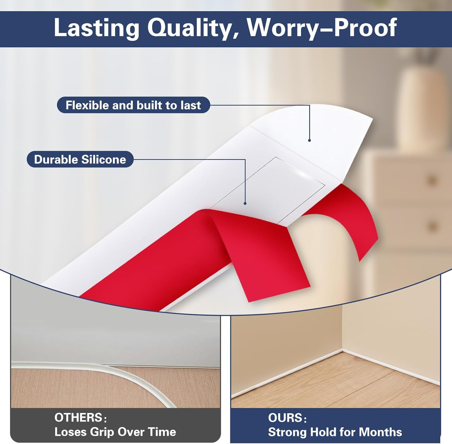 40 FT Flexible Quarter Round Molding Trim, Self-Adhesive PVC for Edges