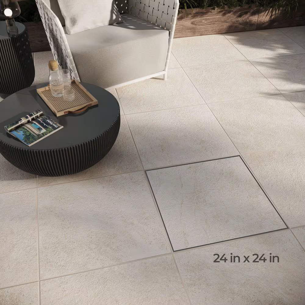 Porcelain Paver 24×24 Stone Look Outdoor Alpe White Slip Resistant Strong UV