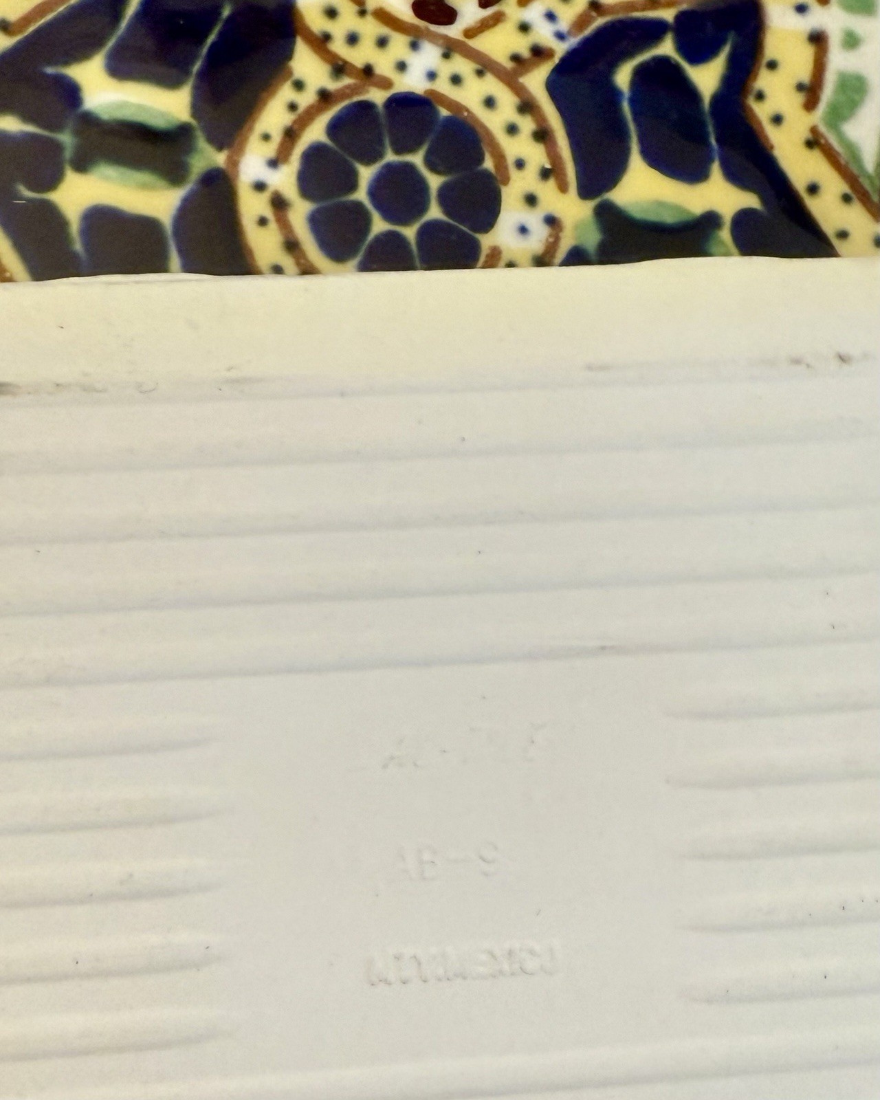 8 Pc’s Of Dal Tile 4 1/4” Multi-colored Pattern Tile Glossy Finish Blue Yellow